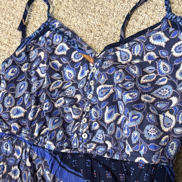 Aerie Vibrant Blue and Orange Patterned Maxi Dress - Picture 3 of 7